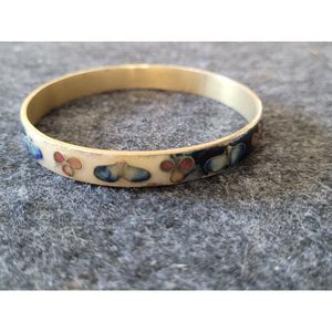 Vintage Robert Kuo Taiwan Cloisonne Signed Enamel Bangle Bracelet
